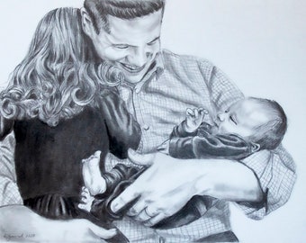 Custom Portrait Drawing From Photo, Personalized Gift