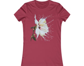 Women's White Flower Comfortable T-Shirt