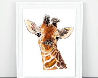 Giraffe / Baby Giraffe / Giraffe Print / Baby Shower Gift / Baby Gift / Giraffe Nursery / Safari Baby Shower / Kids Room Wall Art