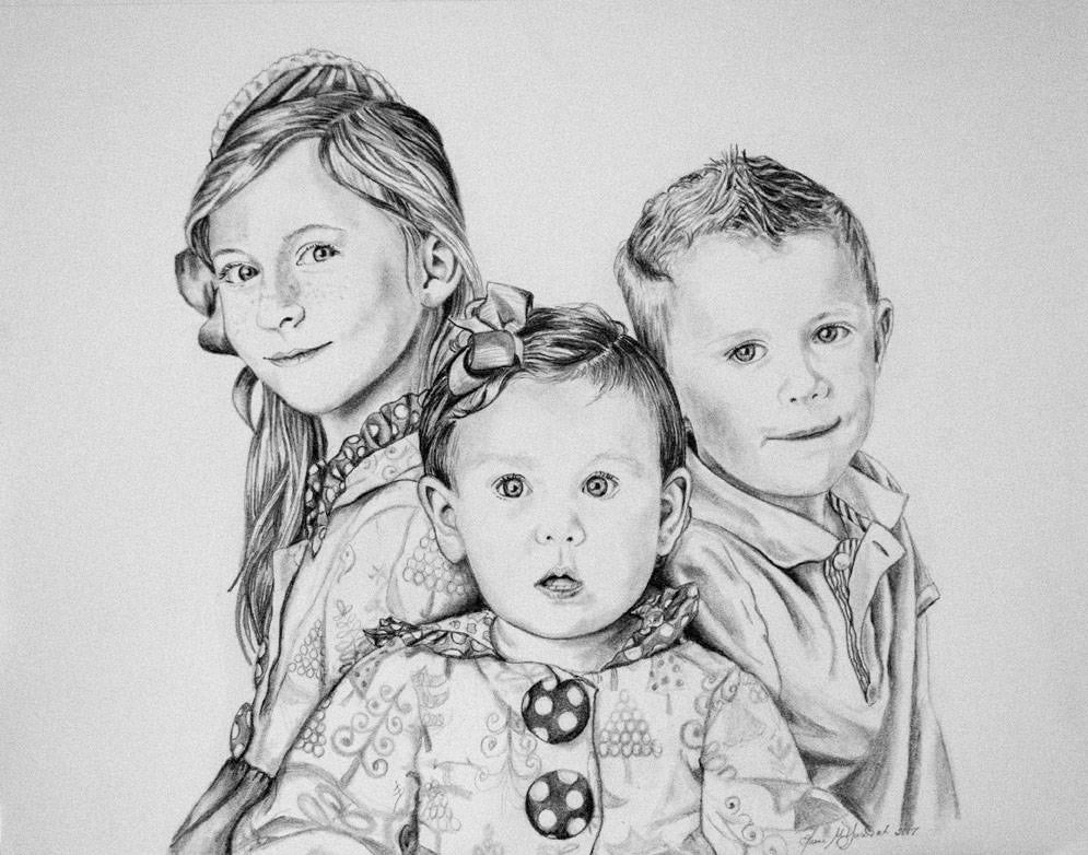 Семейное фото рисунок карандашом
