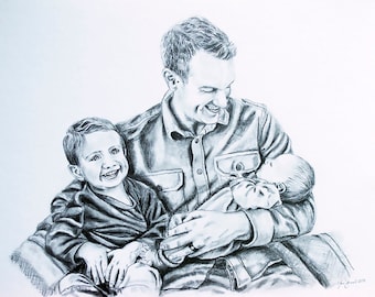 Custom Portrait Drawing From Photo, Personalized Gift