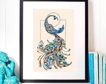 Blue Peacock Art Print