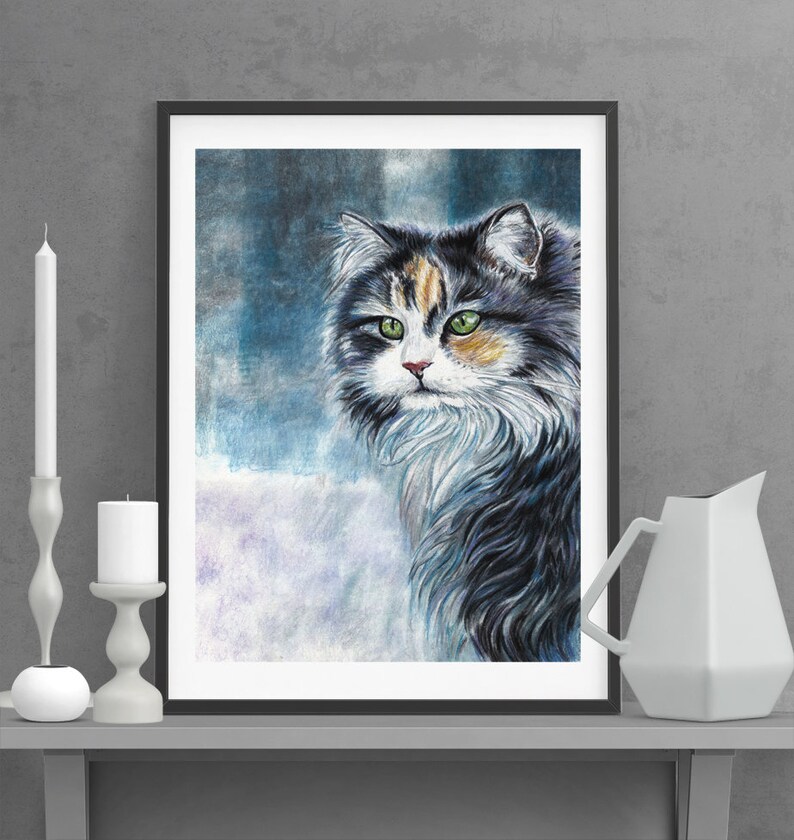 Cat Drawing / Cat Art / Cat Art Print / Cat / Cat Lover Gift / Cat Print / Cat Wall Art / Cat Portrait / Cat Wall Decor / Original artwork image 3