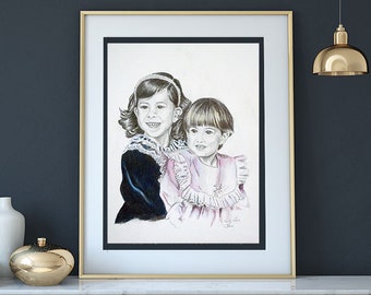 Custom Family Portrait Drawing from a Photo, Personalized Sketch