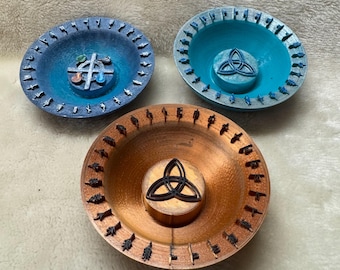 Celtic Offering Bowl with Ancient Alphabet, Old Irish Futhark Altar Plate, Celtic Shaman Offering, Druid Ceremony Bowl or Offering Plate