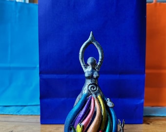 Beltane Spiral Goddess statue w/Hand-fasting Moon Altar, Wheel of the Year, Wiccan Goddess, Divine Feminine, Pagan Wedding, May pole