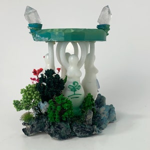 Four Elements Spiral Goddess Offering Bowl - "Magical Worlds" version, Mother Earth Offering, Earth Air Fire & Water Pagan Altar Decor