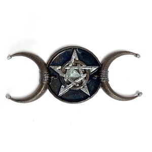 Pentagram Triple Goddess Altar, Triple Moon Altar, Wiccan symbol, Witchcraft sigil, Pagan altar item, Magical Art