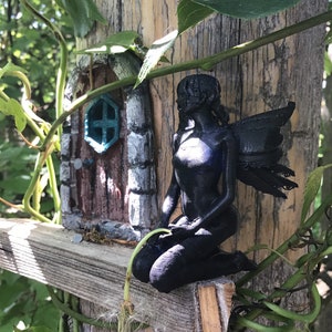 The Dark Faerie - A Fey or Fairy for Beltane and Samhain, Faerie Garden, Garden Art, Wiccan, Witchcraft, Pagan, Magic, Fairy Art