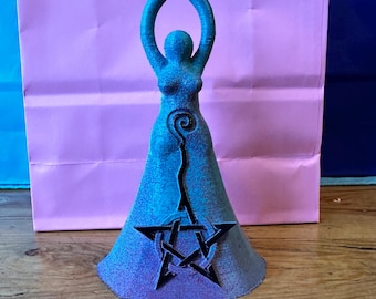 Pentagram Spiral Goddess, Goddess of Magic, Gown Goddess Figurine, Pentacle Gown Goddess Statue, Wicca Goddess Figurine, Witchy Gift