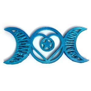 Kindness, Love and Gratitude - Triple Goddess Altar Tile, Moon Goddess Art, Heart Moon Sculpture
