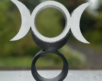 Horned God and Triple Goddess Sigil, Great Rite Standing Sculpture Set, Wiccan Masculine/ Feminine Symbols, Perfect Gift for Witchy Couple