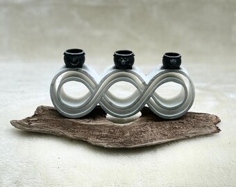 The Infinite Triple Cauldron - Wisdom/Moon, Warming/Sun, Motion/Earth, altar statue, witchy art, alchemy