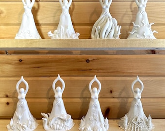 DIY Wheel of the Year Goddess Calendar - 8 ready-to-paint goddesses for the seasons, solstices, equinoxes, unpainted white figurines