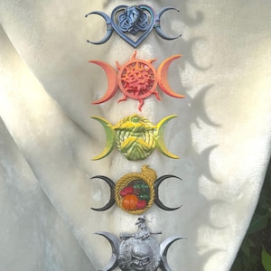 8 hand-painted Sabbat altars, Wheel of the Year Triple Goddess Altar Collection