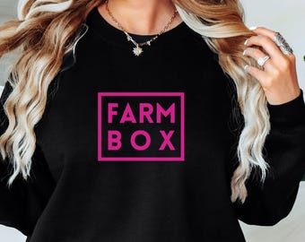 Farm Box Crewneck Sweatshirt - Pink Design
