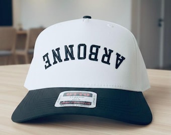 Black and White Embroidered Trucker Hat