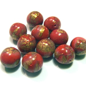 Polymer Clay Beads. Polymer Clay Round Beads 10mm. Red Beads.
