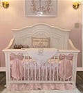 Girl Baby Bedding, Petal Pink Crib Skirt with Sculptured Bows and Long Sashes! Free shipping!