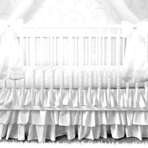 Taffeta Ruffled Crib Skirt with Bows: Nursery Decor