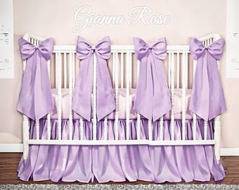 Lavender Taffeta Crib Set with 2 or 3 Crib Bows with 19" long sashes - Free shipping!