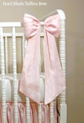 Pearl Blush Pink Large Taffeta or Satin Crib Bows with 18 long sashes!