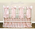 Girl Crib Bedding - Pearl Pink Crib Skirt Set with Large Silky Taffeta Bows with long sashes - Free shipping!