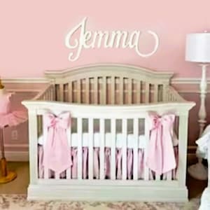 Baby Bedding, Petal Pink Taffeta Crib Skirt with Bows: Silky Nursery Decor