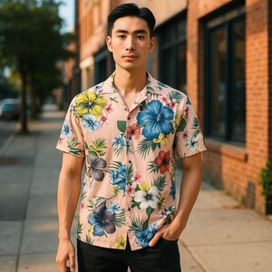 No Boundaries Pink Hawaiian Shirt small