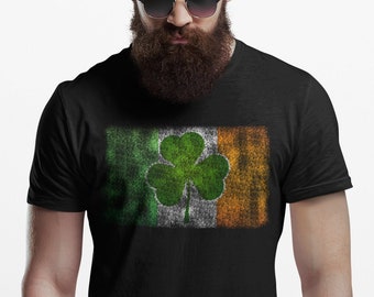 Camiseta del día de San Patricio para hombre, camiseta irlandesa desgastada vintage atlética, camiseta del día de San Patricio, camiseta irlandesa de trébol verde