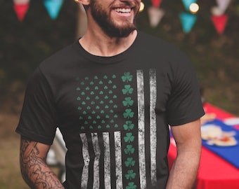 Chemise de la Saint-Patrick pour homme, chemise irlandaise vintage irlandaise américaine vieillie, chemise de la Saint-Patrick, t-shirt trèfle vert irlandais