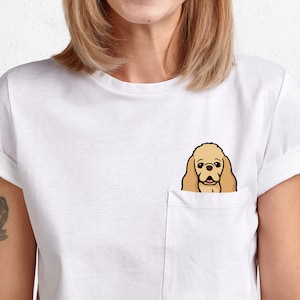 American Cocker Spaniel Dog With Middle Finger Funny Pop Up Pocket Tee Dog Middle Finger Gift Unisex T-shirt Christmas Dog Lover Gift Idea