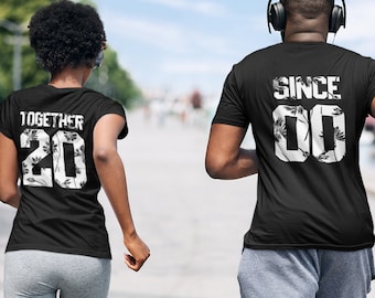 Couple Matching T-shirts Together Since 2000 or Custom Year Anniversary Gift Couples T shirts Valentine's Day Couple Gift Tees