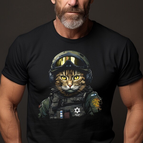 Israel Cat Soldier Tee, Cat Warrior Shirt, Israeli Military Army IDF Tzahal Israel Shirt