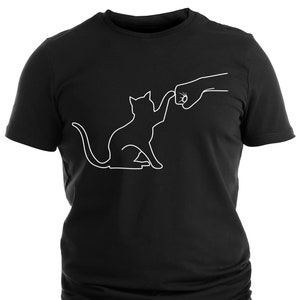 Fist Bump Cat T-Shirt Funny Cat & Human Fist Bumping Print Tee Unisex Cotton Shirt for Cat Lovers Unique Gift Idea