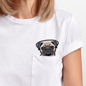 Pug Dog Middle Finger Funny Pocket T-shirt Dog Middle Finger Fashion Gift Unisex T-shirt