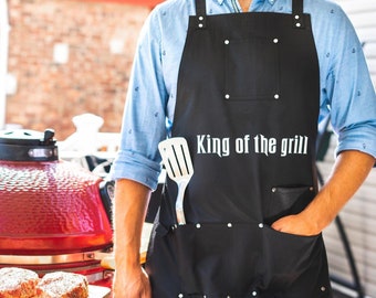 King of the grill avental de cozinha para cozinha churrasqueira tamanho ajustável ferramenta bolsos e fivela de liberação rápida avental profissional