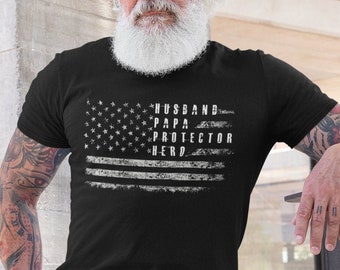 Father’s Day Gift Shirt | Papa American Flag Tee | USA Flag Papa Shirt | Patriotic Shirt for Grandpa or Dad