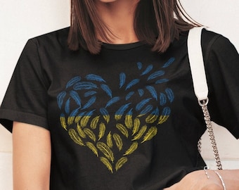 Camicia Bandiera Ucraina, Camicia Ucraina Cuore, Camicia Pace In Ucraina, Tshirt Stop War, T-shirt Ucraina donna, Stand With Ukraine