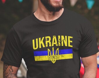 Ukraine Flag T-Shirt Ukrainian Patriotic T shirts Ukraine Trident Shirts Support Ukraine Shirts