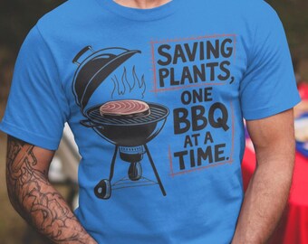 Saving Plans One BBQ at a Time BBQ T-Shirt • Funny Barbecue Griller Shirt for Dad • Father’s Day Gift for Grill Master • Funny BBQ