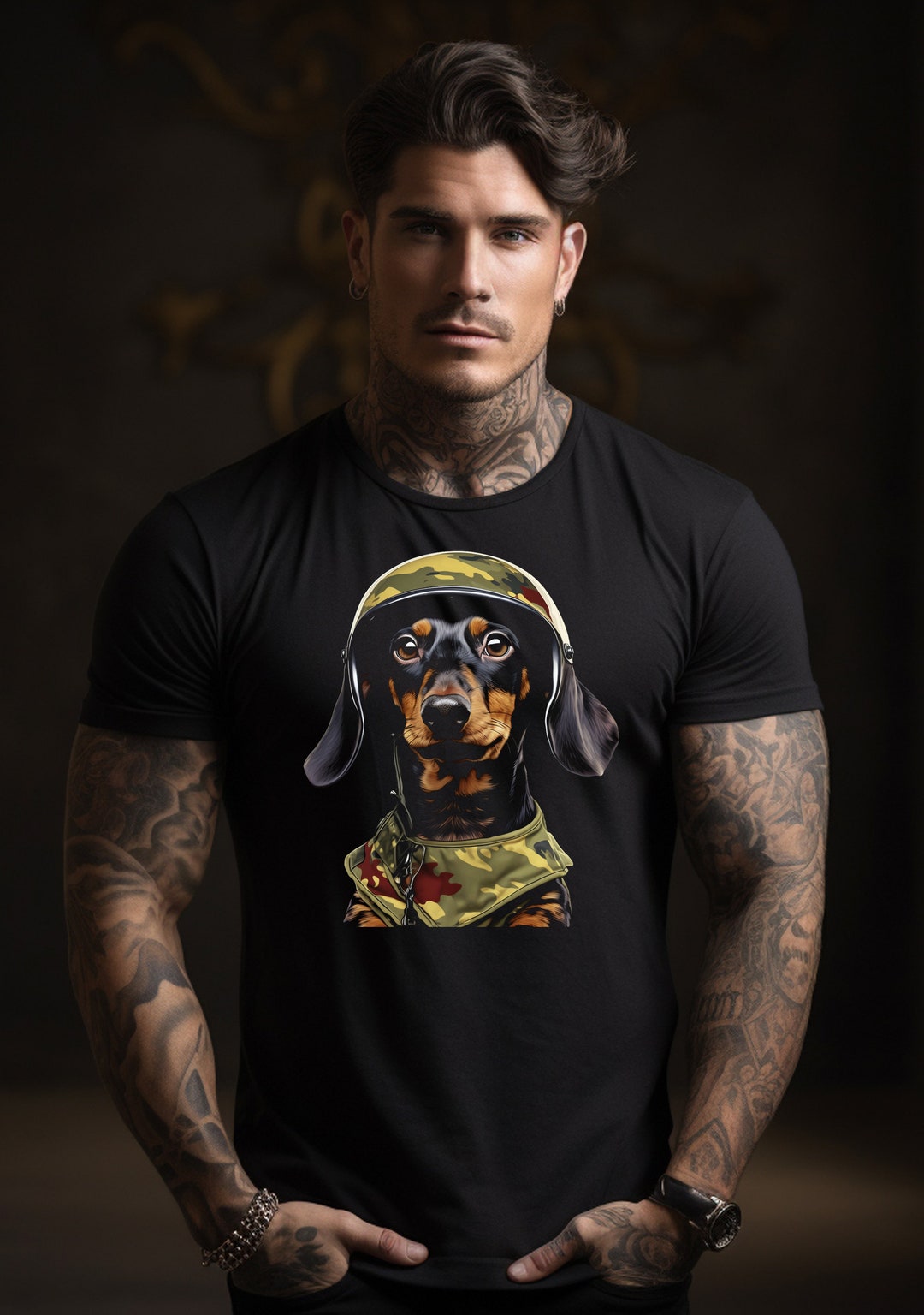 Dachshund Military Dog Tshirt, Funny Dachshund Tee, Dachshund Warrior
