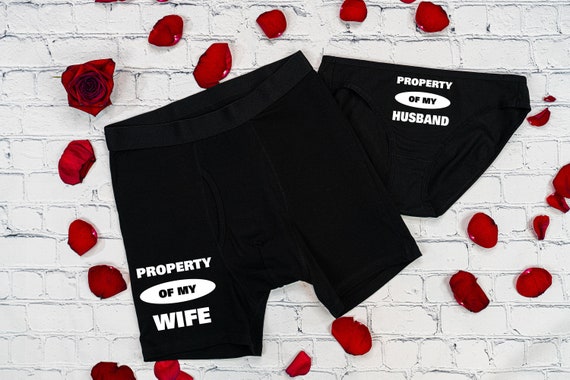 Valentine's Day Gift Matching Couples Underwear Set Property of My Wife  Husband Anniversary Unique Gift for Couple Matching Set of 2 Panties -   Canada