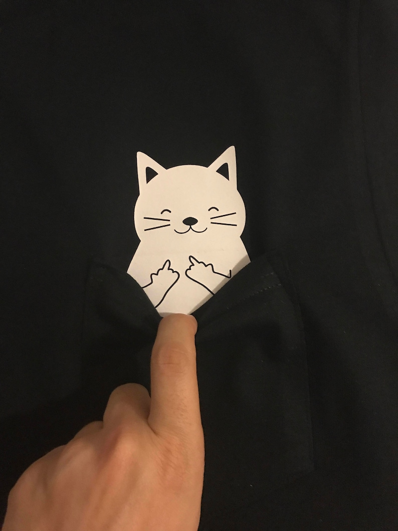 cat pocket middle finger