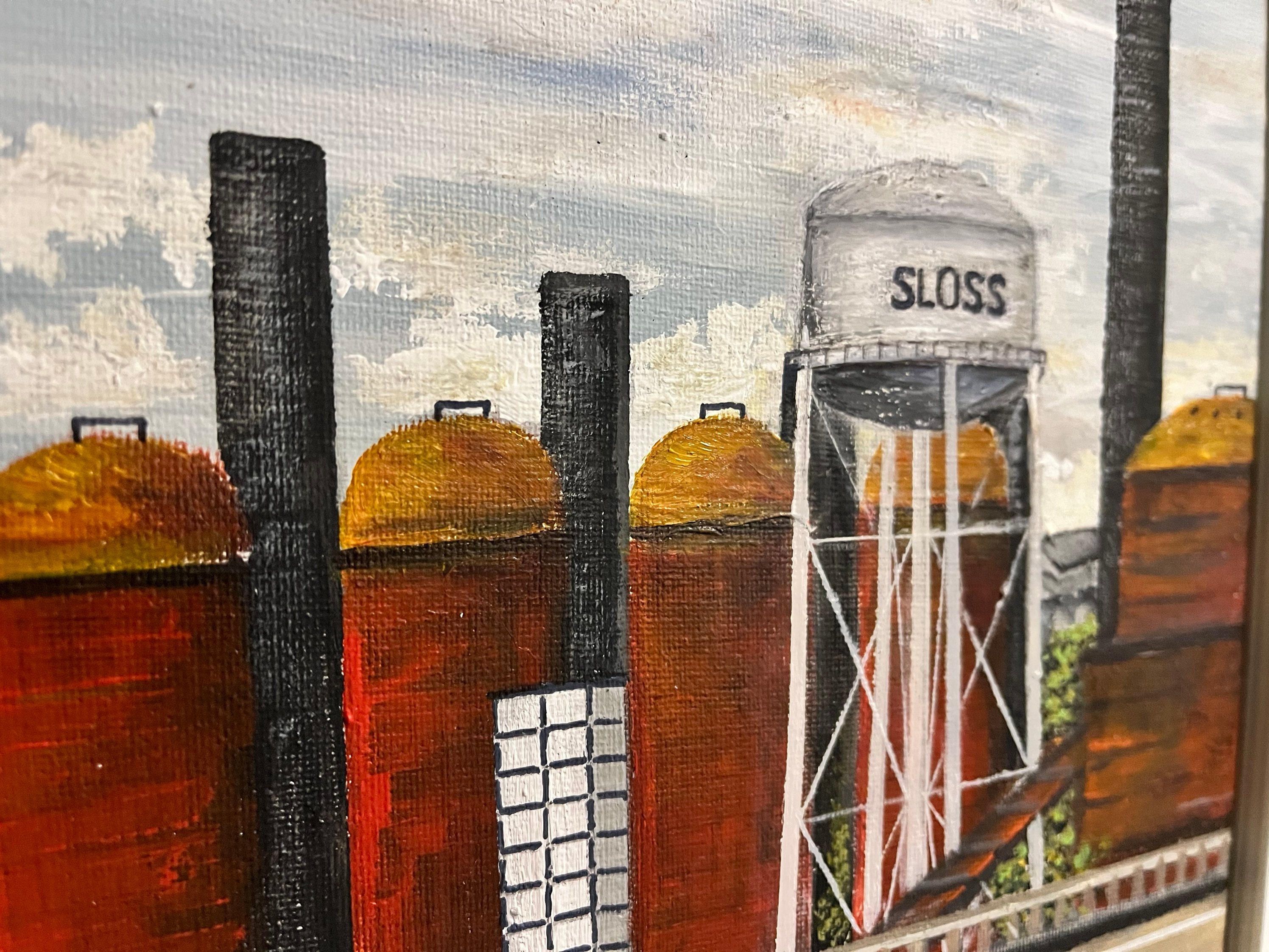 Original Sloss Birmingham 8x10 Framed Acrylic 12x12 Cityscape