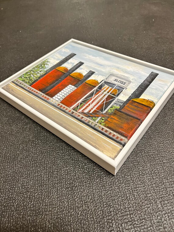 Original Sloss Birmingham 8x10 Framed Acrylic 12x12 Cityscape