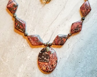 L2SC Peg Montana Necklace 2 Strand Tigers eye and Blue metallic Tree of life dragonflies and star charms