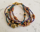 5SB Peg Montana copper iris, denim and cherry creek jasper 5 Strand Bracelet