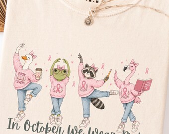 Book Lover Breast Cancer Awareness Shirt, In October We Wear Pink Tee, Librarian Pink Ribbon Shirt, Library Worker Comfort Colors Gift