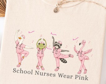 School nurses wear pink Tshirt, Nurse Week Shirt, Back to School Nurse Tee, Breast Cancer Awareness Nurse Shirt, Pink Ribbon Medical Gift